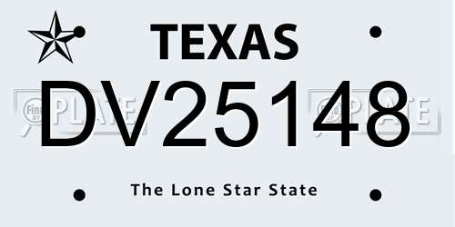 DV25148 Texas License Plate