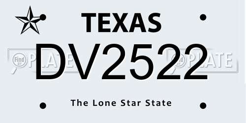 DV2522 Texas License Plate