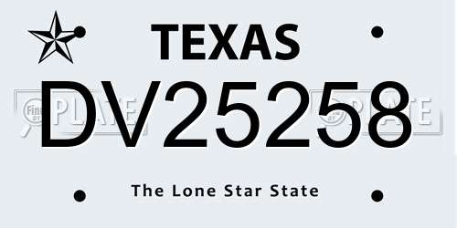 DV25258 Texas License Plate