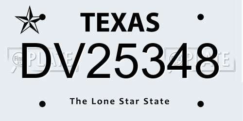 DV25348 Texas License Plate
