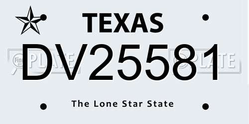 DV25581 Texas License Plate