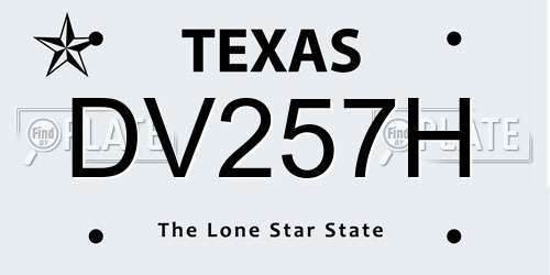 DV257H Texas License Plate
