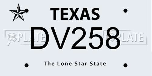 DV258 Texas License Plate