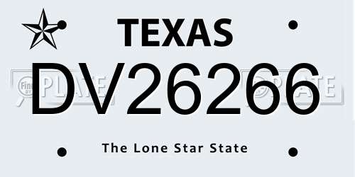 DV26266 Texas License Plate