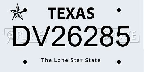 DV26285 Texas License Plate