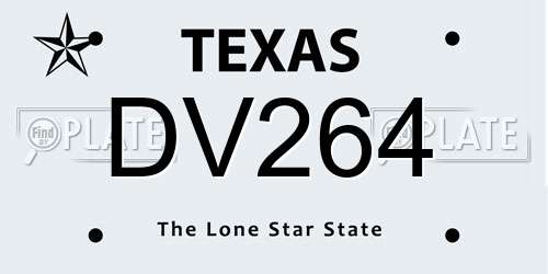 DV264 Texas License Plate