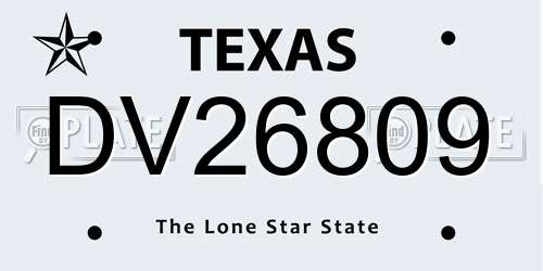 DV26809 Texas License Plate