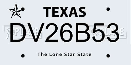 DV26B53 Texas License Plate