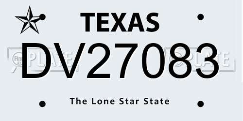DV27083 Texas License Plate