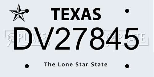 DV27845 Texas License Plate