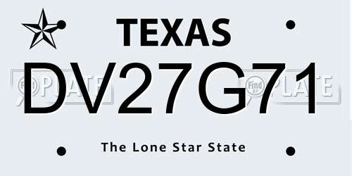 DV27G71 Texas License Plate
