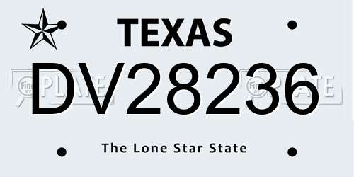 DV28236 Texas License Plate