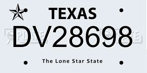 DV28698 Texas License Plate