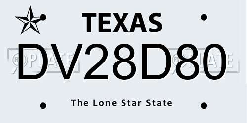 DV28D80 Texas License Plate