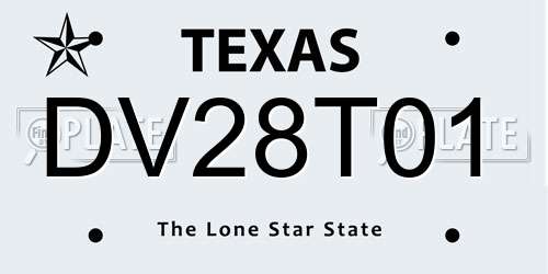 DV28T01 Texas License Plate