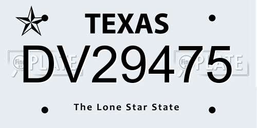 DV29475 Texas License Plate