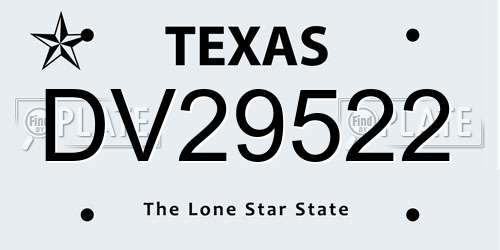 DV29522 Texas License Plate