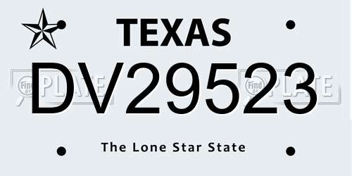 DV29523 Texas License Plate