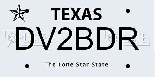 DV2BDR Texas License Plate