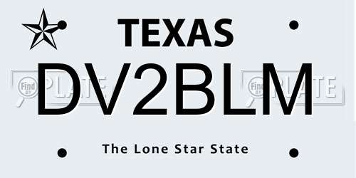 DV2BLM Texas License Plate