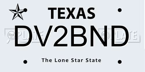DV2BND Texas License Plate
