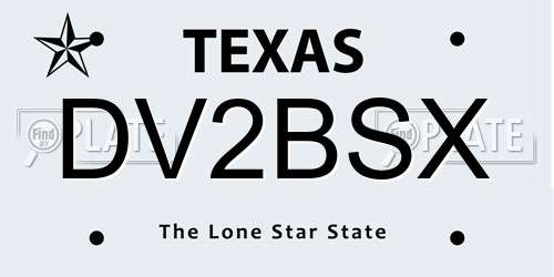 DV2BSX Texas License Plate