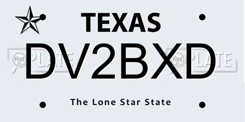 DV2BXD Texas License Plate
