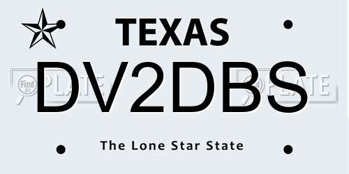 DV2DBS Texas License Plate