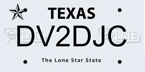 DV2DJC Texas License Plate