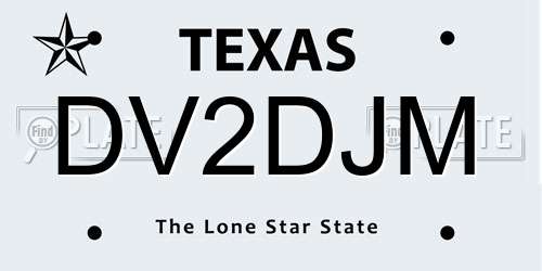 DV2DJM Texas License Plate