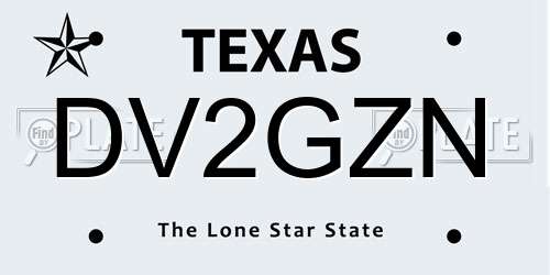 DV2GZN Texas License Plate