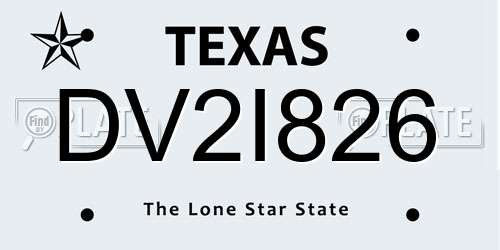 DV2I826 Texas License Plate