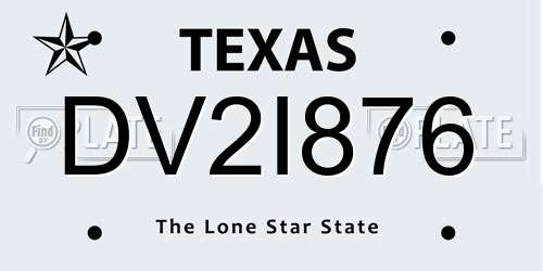 DV2I876 Texas License Plate