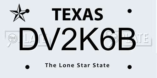 DV2K6B Texas License Plate