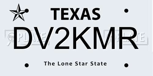 DV2KMR Texas License Plate