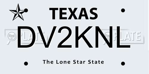 DV2KNL Texas License Plate