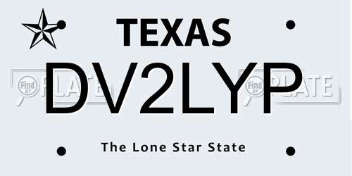 DV2LYP Texas License Plate