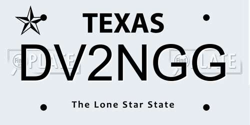 DV2NGG Texas License Plate