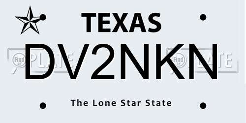 DV2NKN Texas License Plate