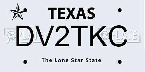 DV2TKC Texas License Plate