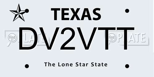 DV2VTT Texas License Plate