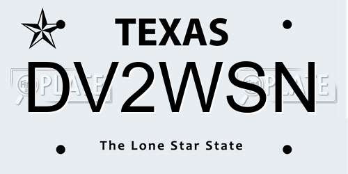DV2WSN Texas License Plate
