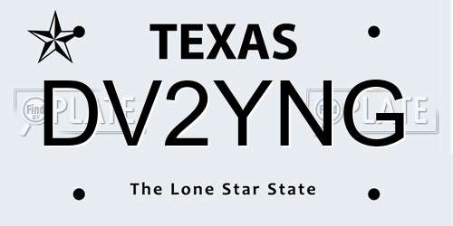 DV2YNG Texas License Plate
