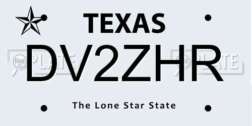 DV2ZHR Texas License Plate