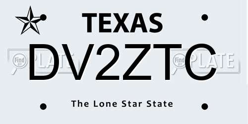 DV2ZTC Texas License Plate