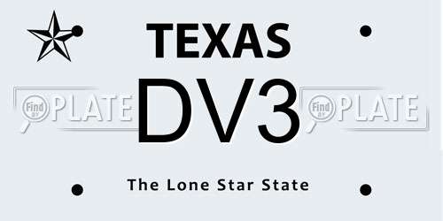 DV3 Texas License Plate