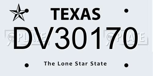 DV30170 Texas License Plate