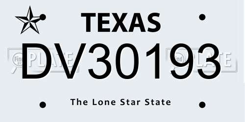 DV30193 Texas License Plate