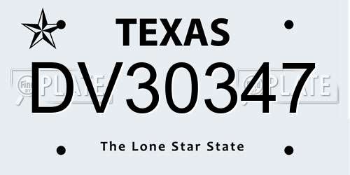 DV30347 Texas License Plate