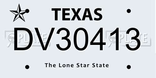 DV30413 Texas License Plate